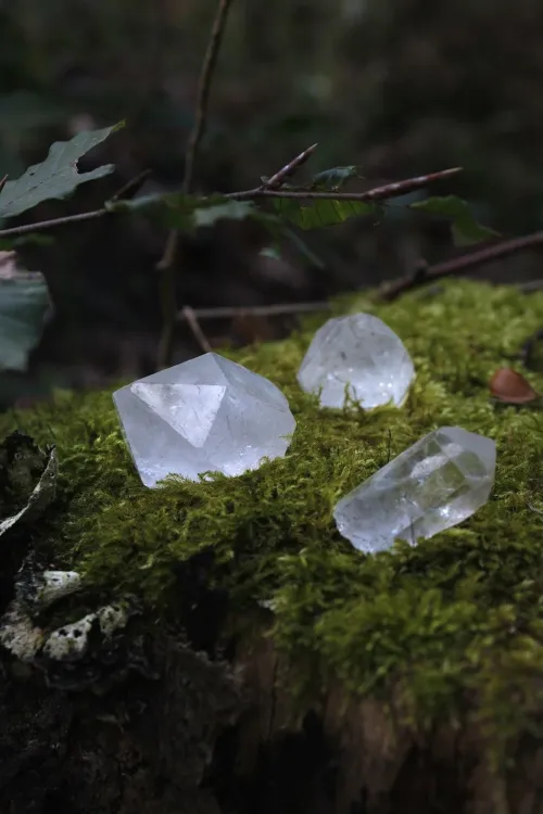 Detailed view of quartz inclusions under magnifier