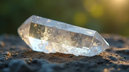 Macro shot of natural quartz inclusions and fractures