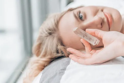 Stacked bracelets featuring clear quartz and citrine stones